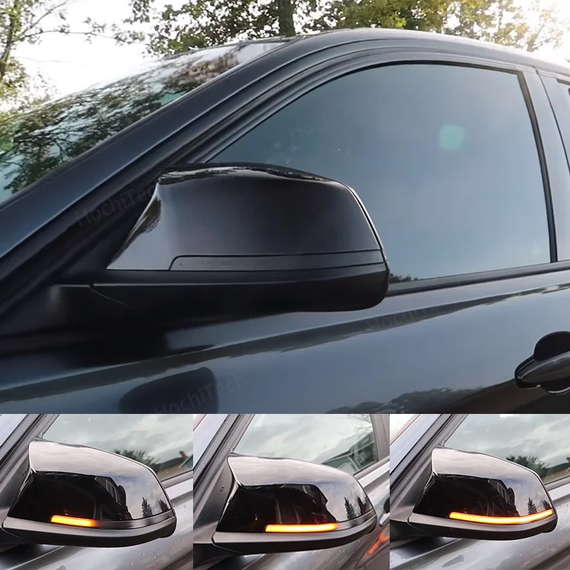 Preto led dinâmico turn signal light espelho lateral piscando luz para bmw 1 2 3 4 x1 m série f20 f30 f31 f32 f33 f34 f36 e84 i3