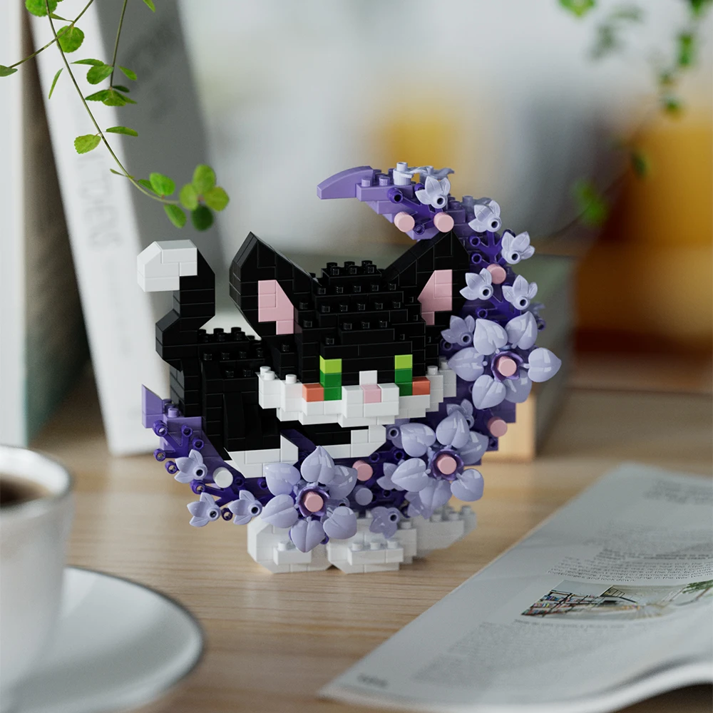 Mini Dog Cat panda raccoon Cute Pet Small Building Block Model Series Ornaments Children's Toy Christmas Birthday Gifts for Kids