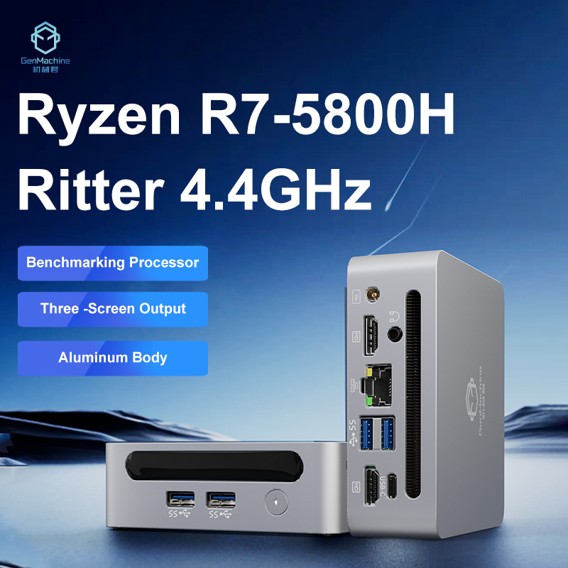 GenMachine New AMD Ryzen 7 5800H Windows 11 MINI PC Computador DDR4 SSD WIFI6 RTL8852, BT5.2 Desktop Gaming Computer desktops