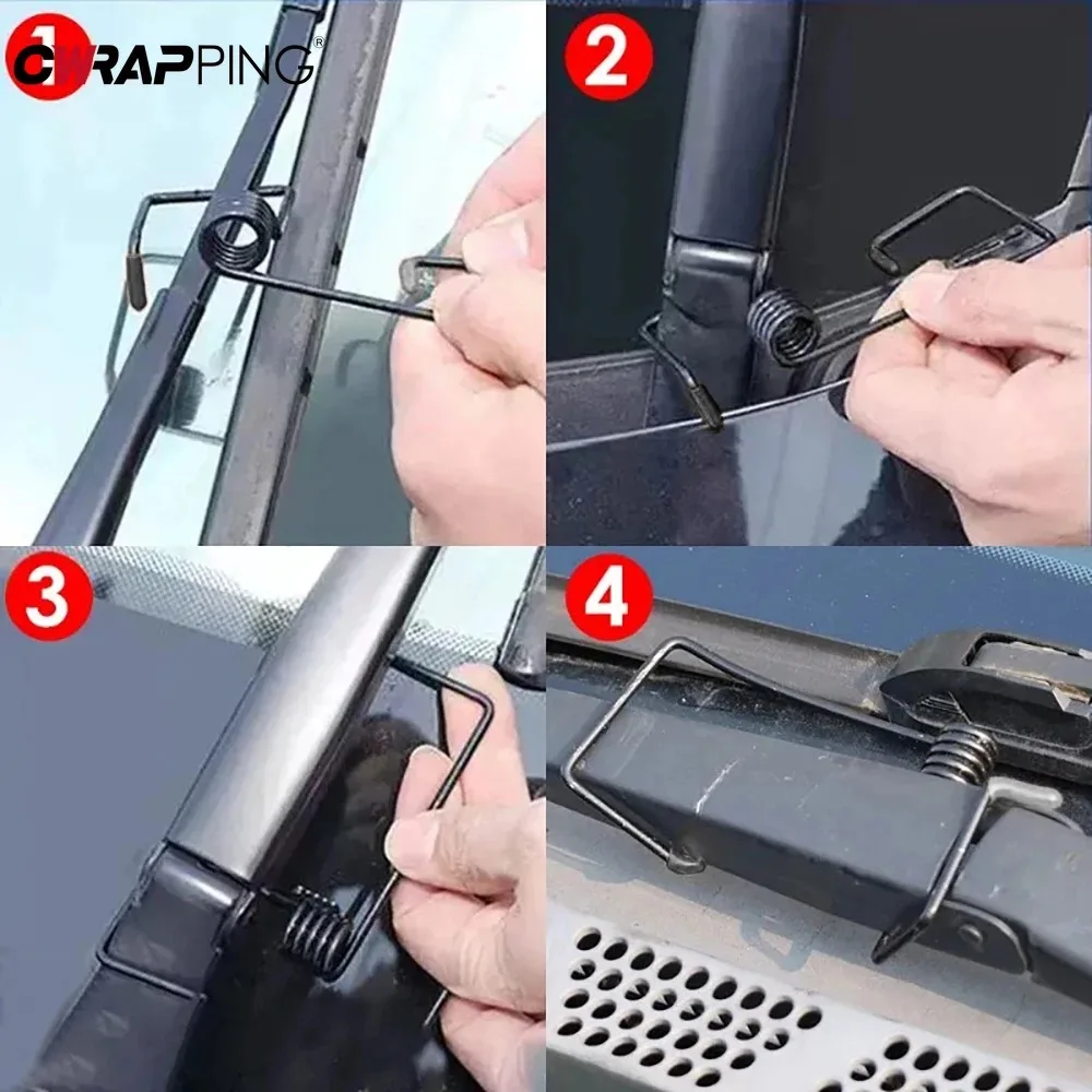 2PCS รถ Wiper Booster ฤดูใบไม้ผลิ Wiper Arms Protector เครื่องมือยางโลหะผสมที่ปัดน้ําฝน Universal Wipers Springs รถอุปกรณ์เสริม