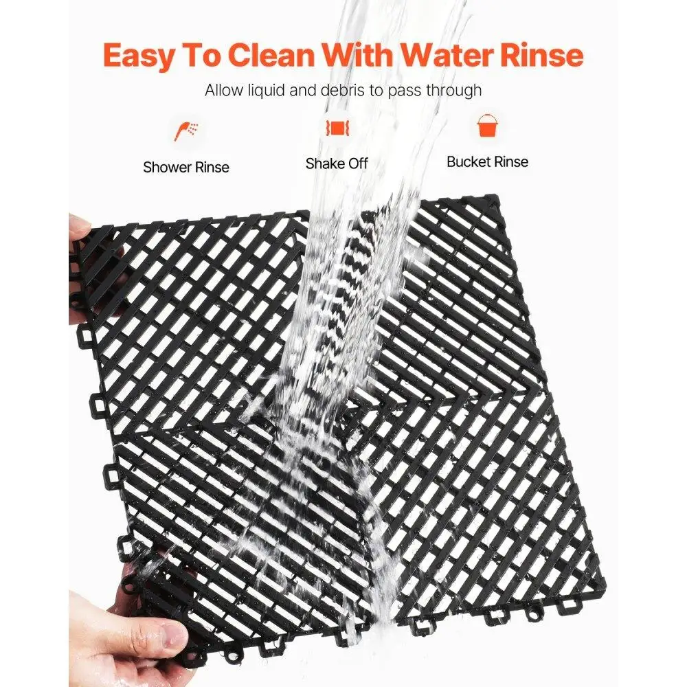 Interlocking Drainage Mats 12x12 Modular NonSlip Floor Tiles Durable PP Material 40 Pcs for garage Garden Kitchen Outdoor