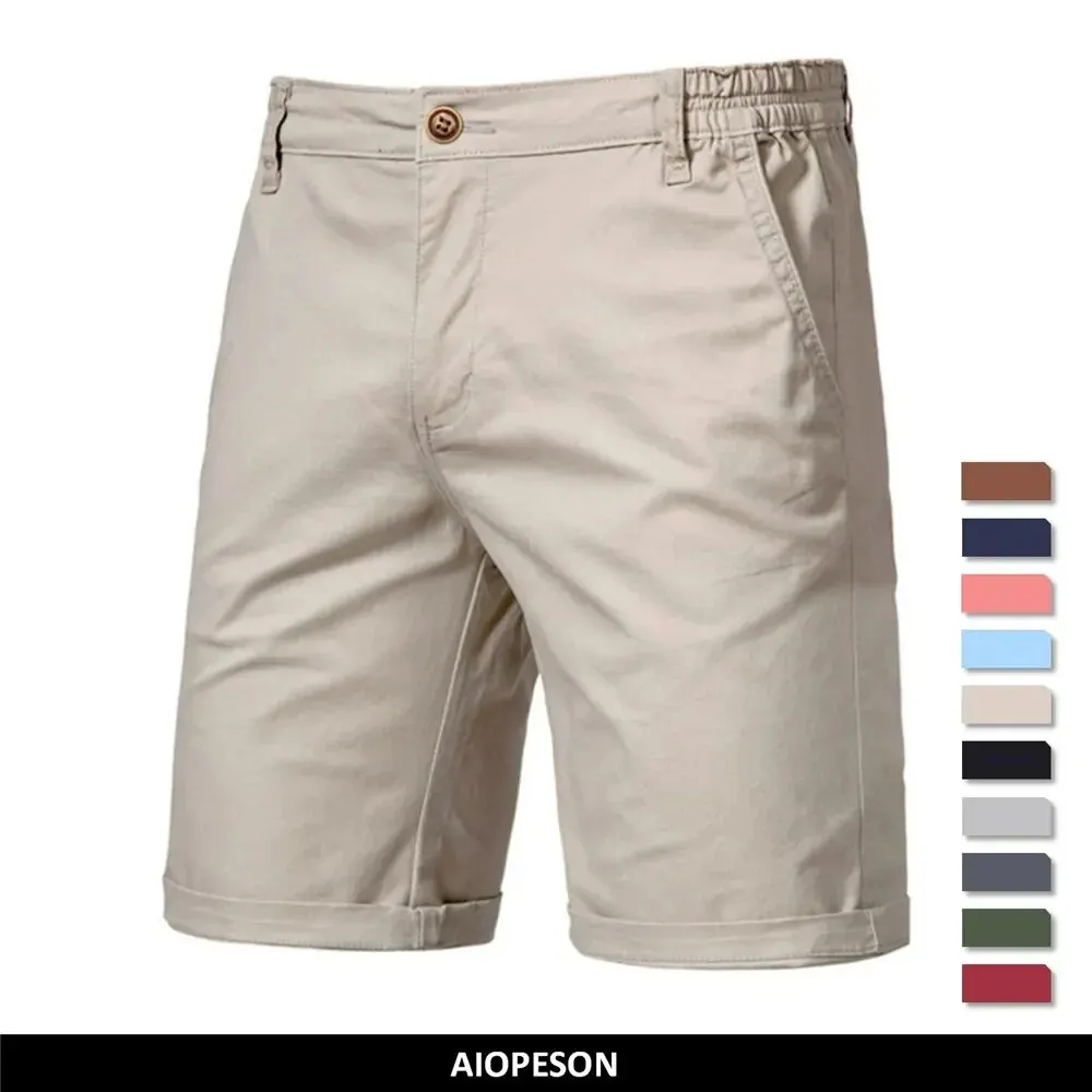 AIOPESON Estate 100% Cotone Solido Pantaloncini Da Uomo di Alta Qualità Casual Business Social Elastico In Vita Pantaloncini Da Uomo 10 Colori Pantaloncini Da Spiaggia