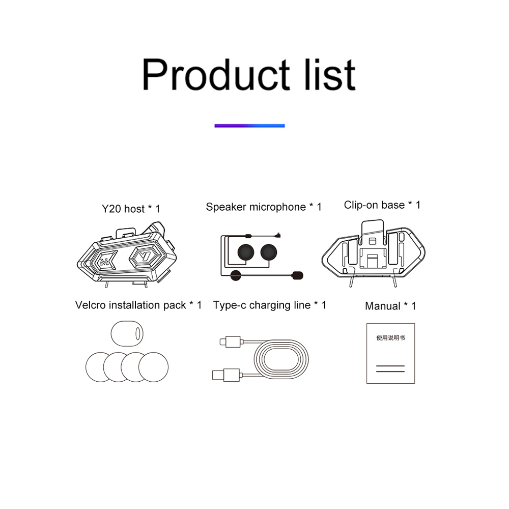 Kebidumei Y20 Bluetooth Motorhelm Headset Hoofdtelefoon Draadloze Motobike Handsfree Stereo Oortelefoon Luidspreker Ruisonderdrukking