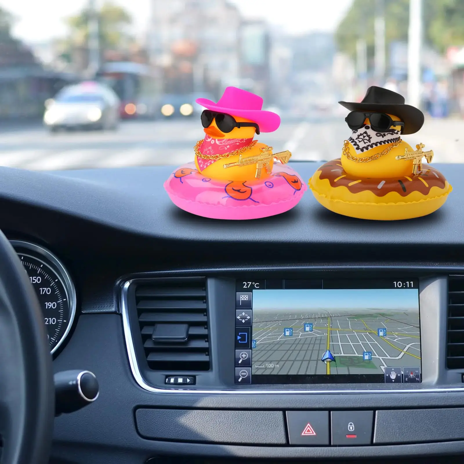 Ducks for Cars - Rubber Duck for Dashboard of Car, Yellow Duck Car Dashboard Decorations, Squeak Ducks Car Ornaments Car