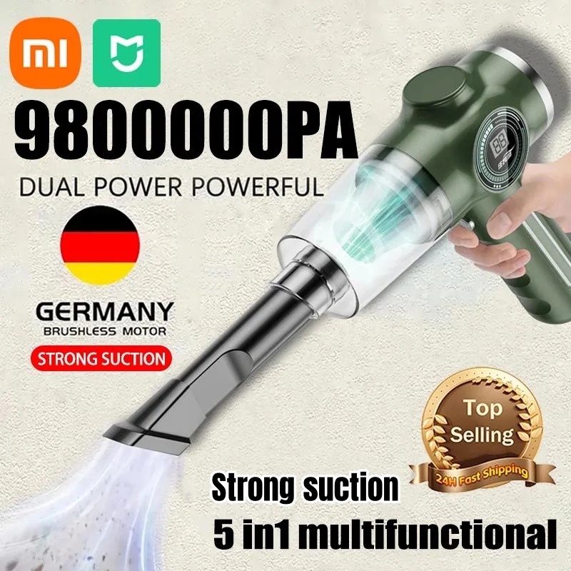 Xiaomi 9800000 Aspirador de automóvil inalámbrico PA, limpiador de electrodomésticos portátil de doble uso en seco y húmedo para el hogar del coche