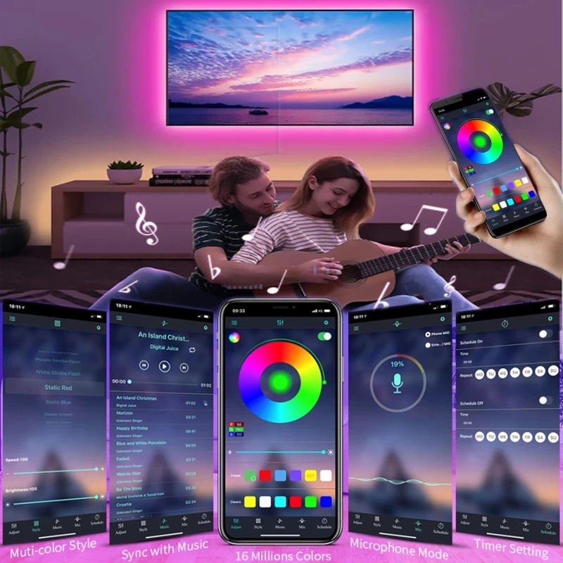 Led Strip Lights Bluetooh App Ir Remote Control Wifi 1-30M Usb Rgb 5050 Flexible Diode Tape For Room Decoration Led Lamp Ribbon