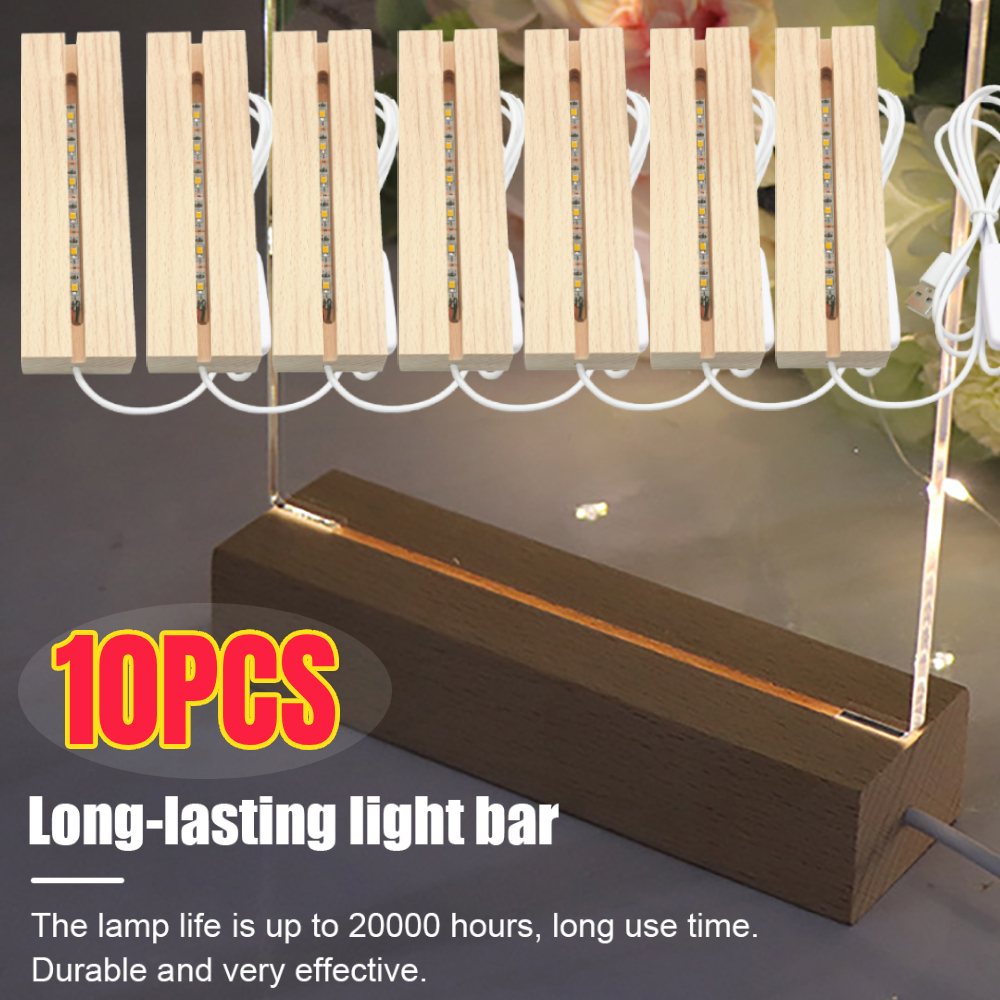 Pantalla de luz LED de madera, Base iluminada de madera y cristal, Base de placa de luz acrílica, Base de madera USB para luz artística de resina, 1-10 Uds.