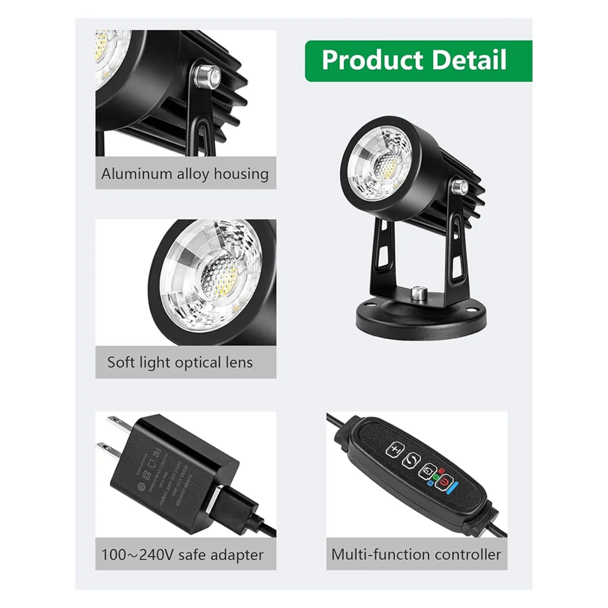 Faretti BABQ per interni Luci per interni con timer, faretto da pavimento da 3 W per interni, spina americana per luce 3000K/4000K/5000K