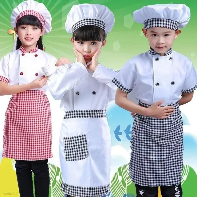 Kinder Koch T-shirt Chef Uniform Kinder Küche Hut Kappe Arbeit Jacken Restaurant Halloween Leistung Bühne Party Cosplay Kostüm