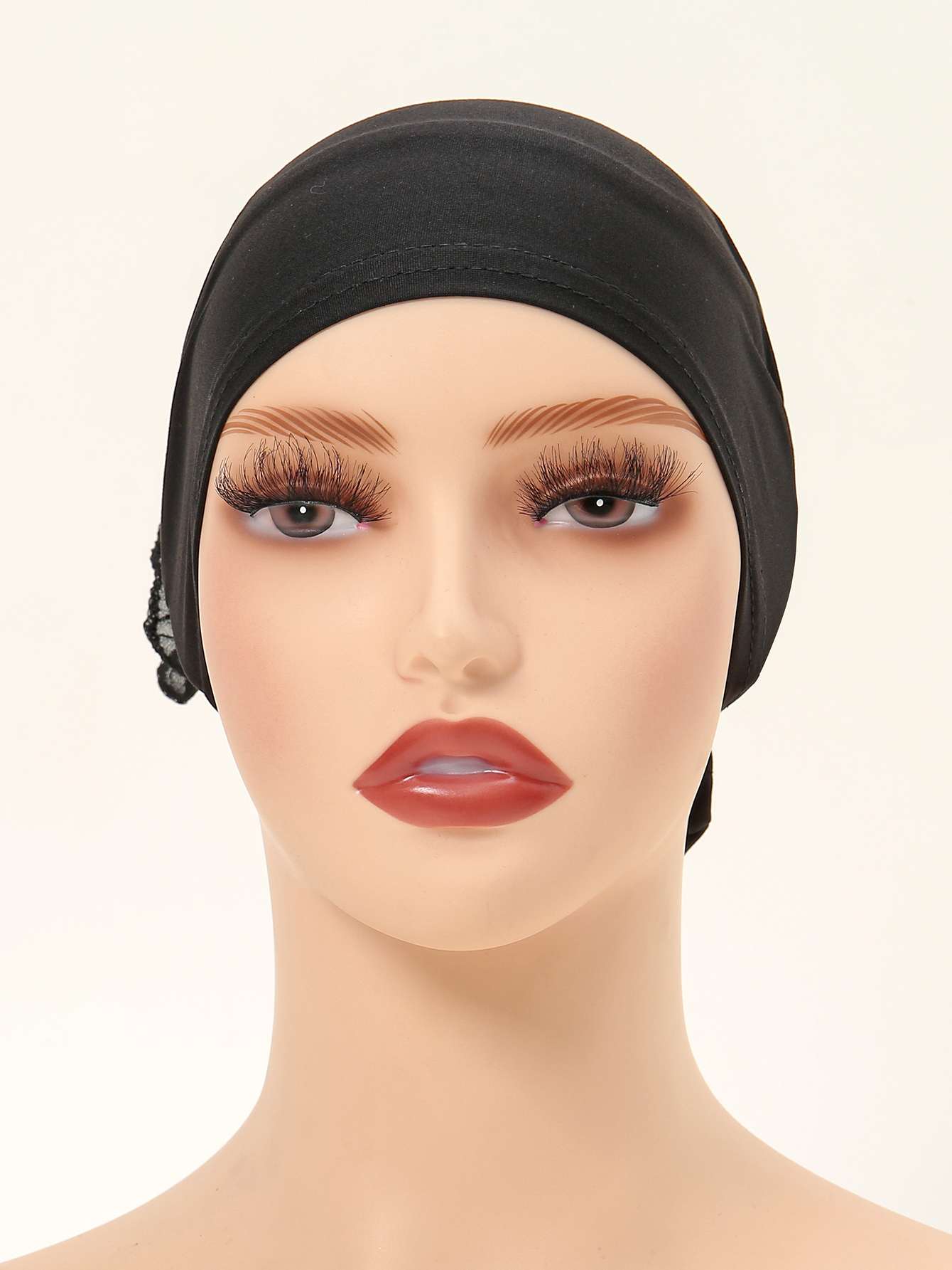 Muslimische Frauen Hijabs mit Spitze Chiffon Panhua Einfarbig Dünne Untere Hut Islam Kopf Wrapping Krawatte Zurück Turban Weibliche Stirnband