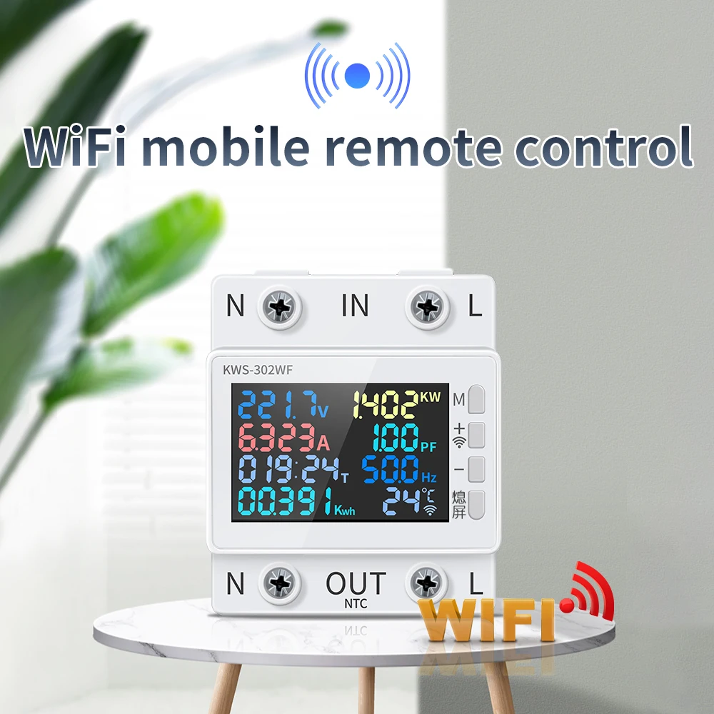 8 in 1 Energy Meter WIFI Power Meter Color Screen Phone APP Remote Control AC 170V~270V Voltmeter Voltage Amps Watt Kwh Meter