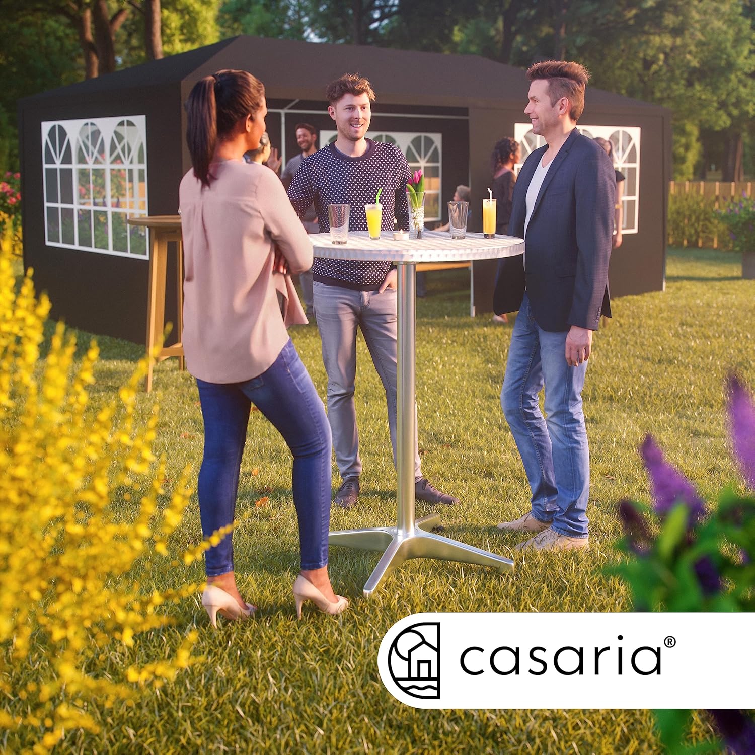 Mesa Alta Bar 2en1 Plegable Altura 70cm / 115cm Aluminio Ø 60cm Eventos Bistro Fiestas Jardín