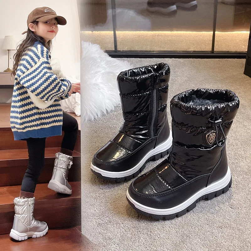 ฤดูหนาว WARM Plush เด็ก Snow BOOT กันน้ําเด็กลื่น High TOP รองเท้ากลางแจ้งหนารองเท้าผ้าฝ้ายสําหรับชายหญิง