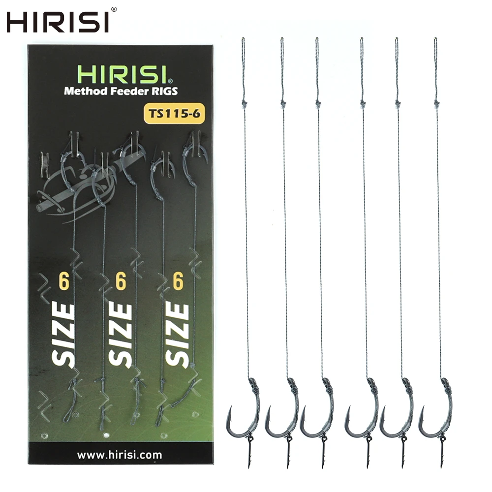 Hirisi 6 uds pesca de carpa gancho listo para usar enlace para alimentador Terminal de pesca aparejos accesorios de pesca TS115