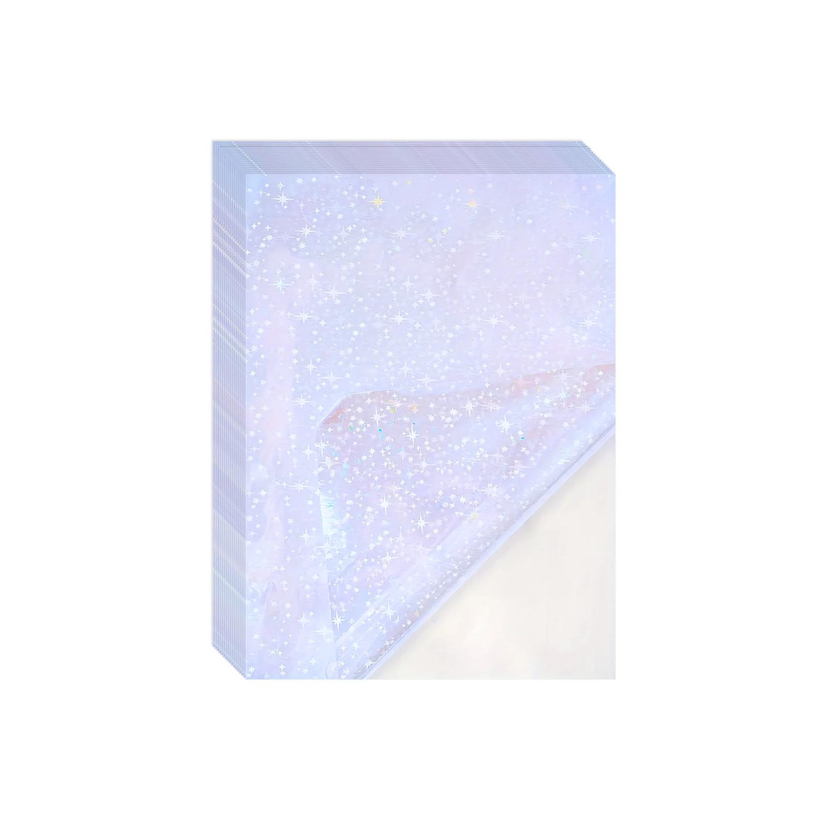 Film de stratification à froid à motif d'étoile holographique, autocollants en vinyle auto-adhésifs transparents et imperméables, 4.1x2.9 pouces pour carte, 50 feuilles