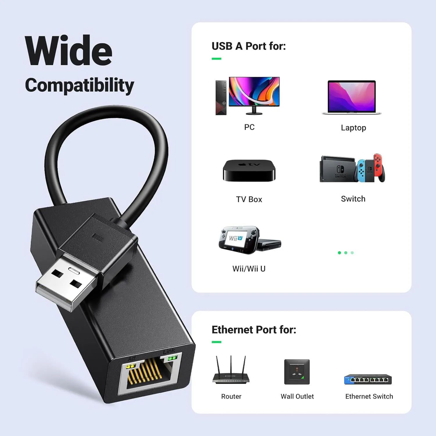 Adaptador Ethernet USB tipo C, tarjeta de red USB tipo C a RJ45, Cable de Internet Lan de 100/1000Mbps para MacBook, PC, Windows XP 7, 8, 10 LUX