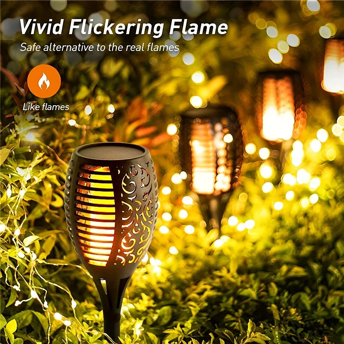 12LED Solar Flamme Fackel Licht Flackern Licht Wasserdicht Garten Dekoration Outdoor Rasen Pfad Hof Terrasse Stehlampe