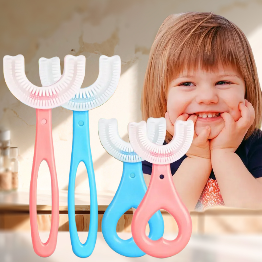 Cepillo de dientes para bebé, cepillo de dientes en forma de U de 360 grados para niños, cuidado bucal, cepillo de silicona suave para bebé, limpieza de mordedores