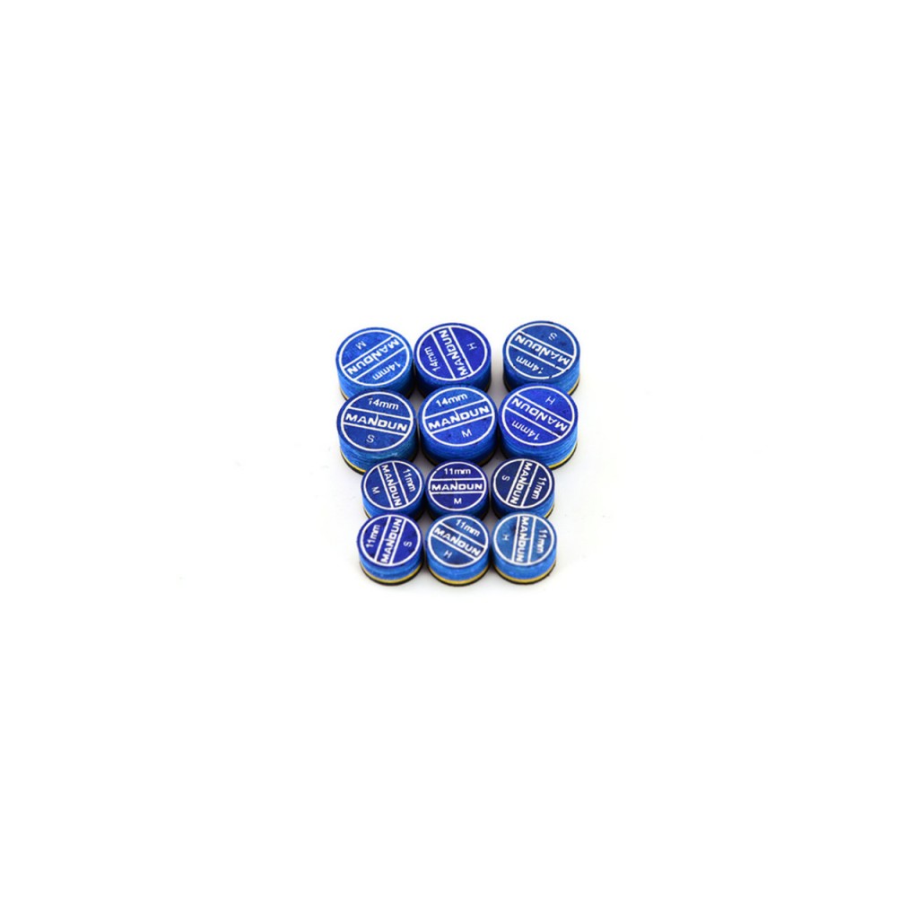 ManDun Punta de taco de billar profesional de cuero multicapa azul marino 11 mm 14 mm