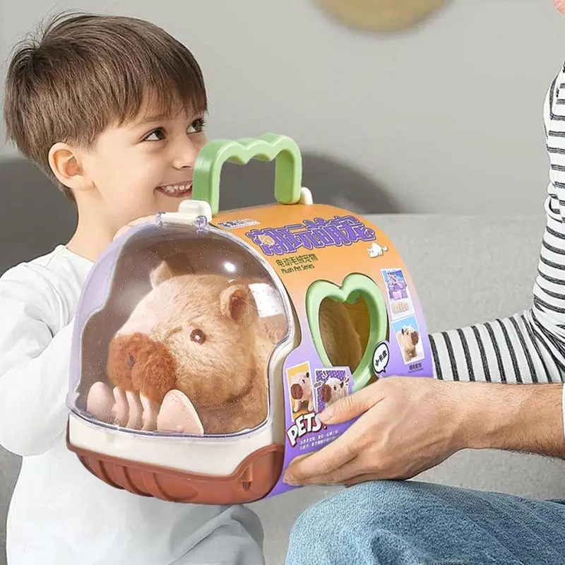 ไฟฟ้า Capybara เดินตุ๊กตา Plush ของเล่นเสียงและไฟตุ๊กตาสัตว์ Companion ของเล่นสําหรับเด็กวันเกิดคริสต์มาสของขวัญ