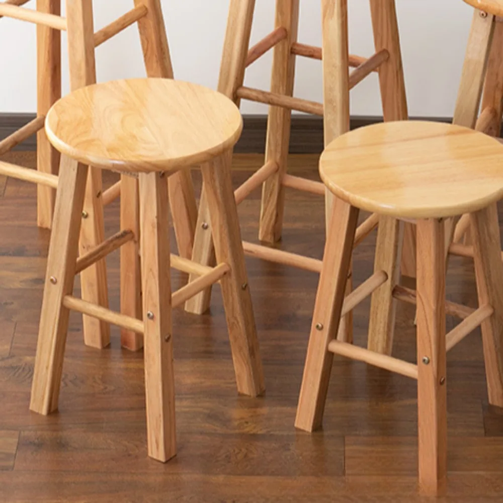 Bar Solid Wood Stool Household Milk Tea Shop Simplicity High Chair Multifunction Northern Strong Load-Bearing Capacity Bar Chair