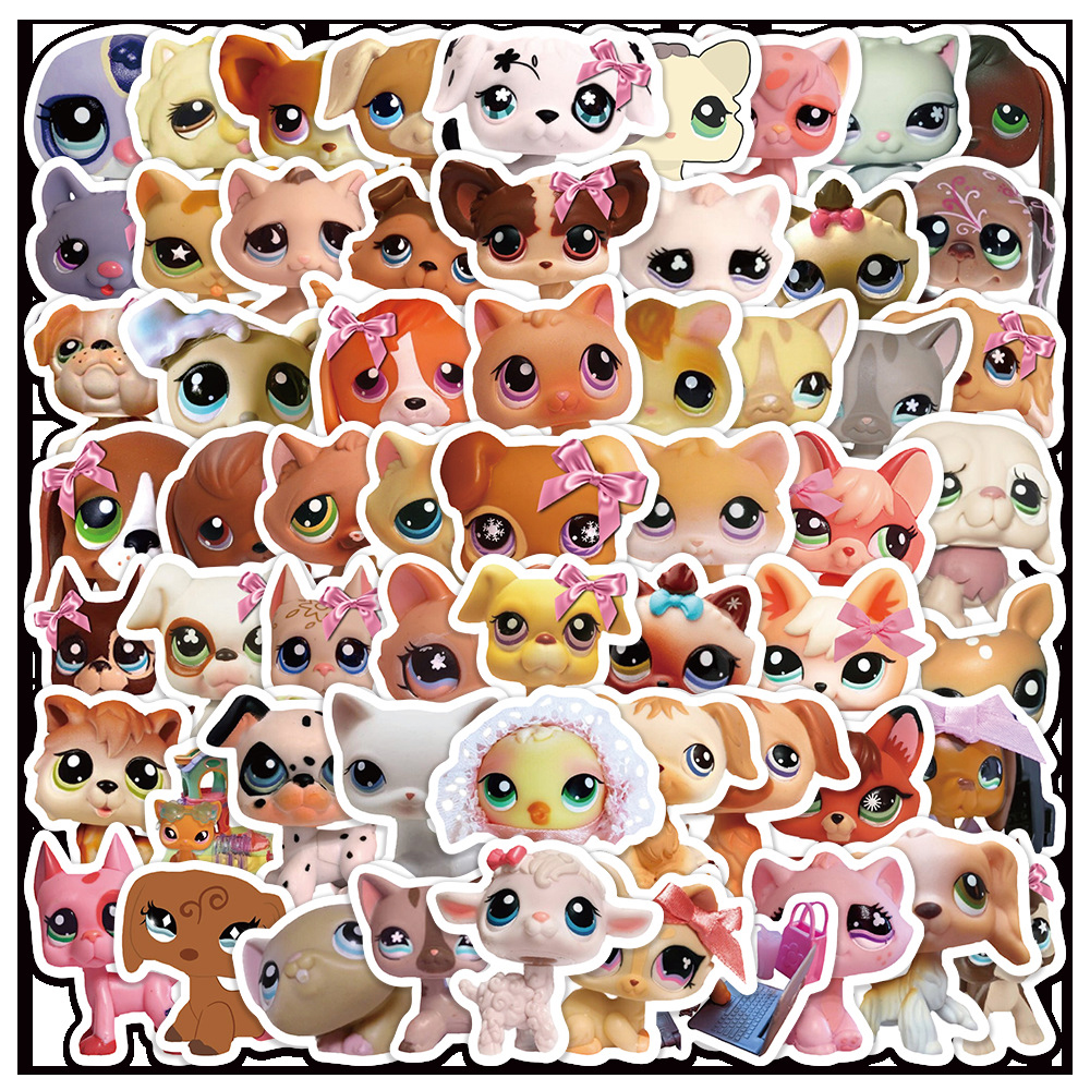 10/30/60 pçs bonito dos desenhos animados littlest pet shop adesivos engraçado jogo adesivo diy scrapbook mala portátil kawaii animal decalques decoração