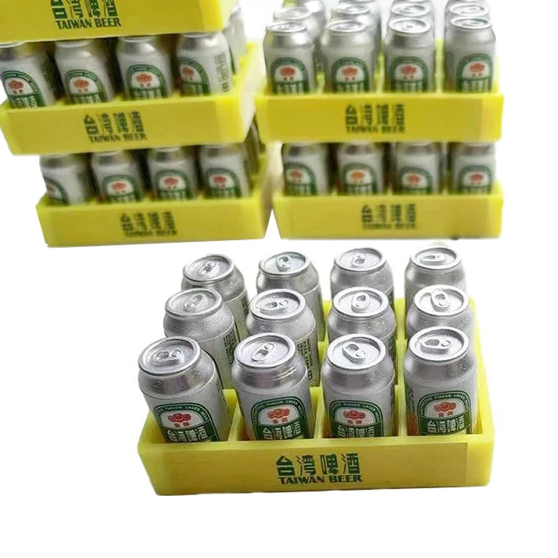 บ้านตุ๊กตาเบียร์จิ๋ว1ชุด1:6ขนาดเล็ก botol minuman พร้อมกล่องอุปกรณ์ตกแต่งห้องครัวของเล่นบ้านตุ๊กตา
