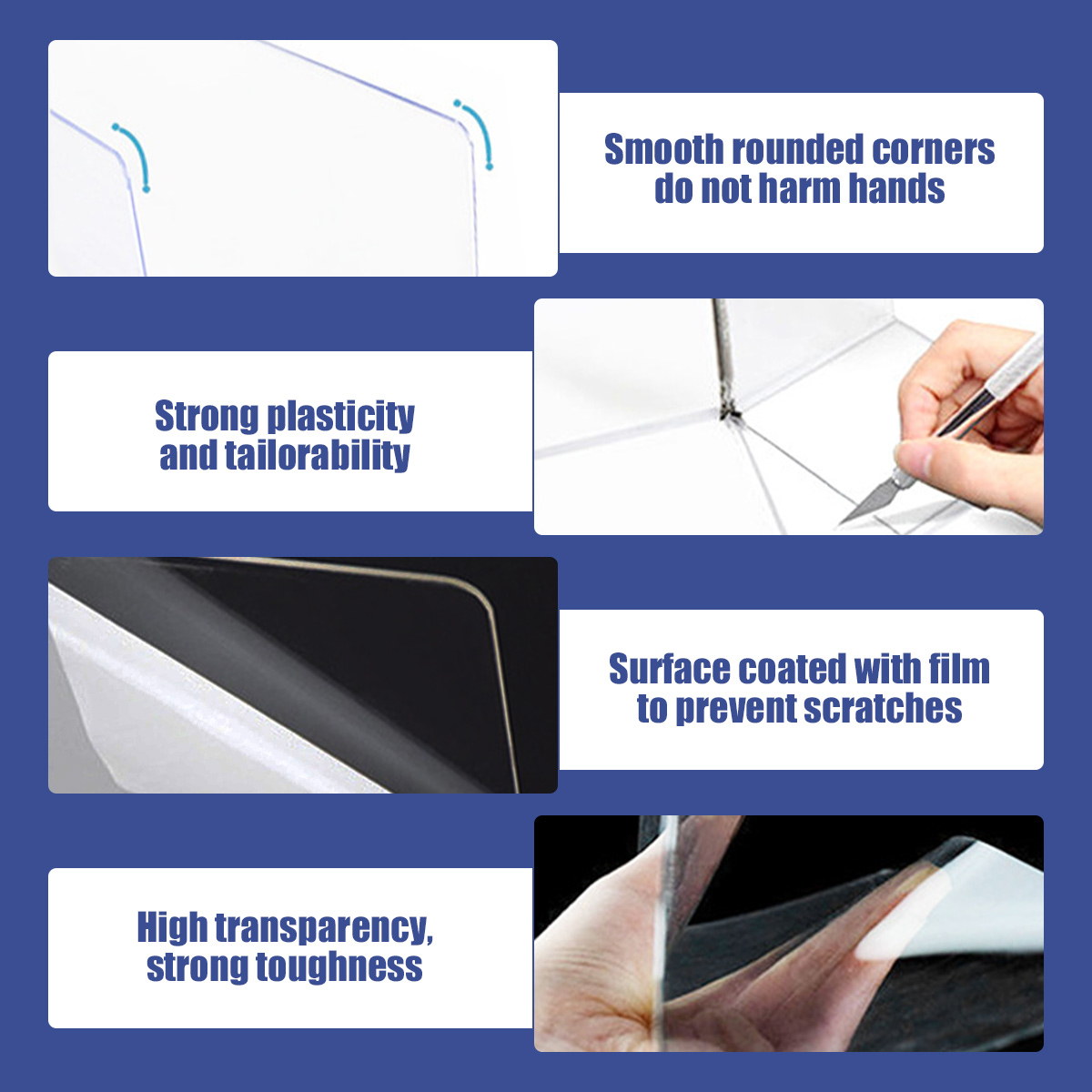 7Pcs Clear Under Couch Blocker L-Shape Pet Barrier Blocker with Adhesive PVC Transparent  Waterproof Toy Blocker for Bed Sofa