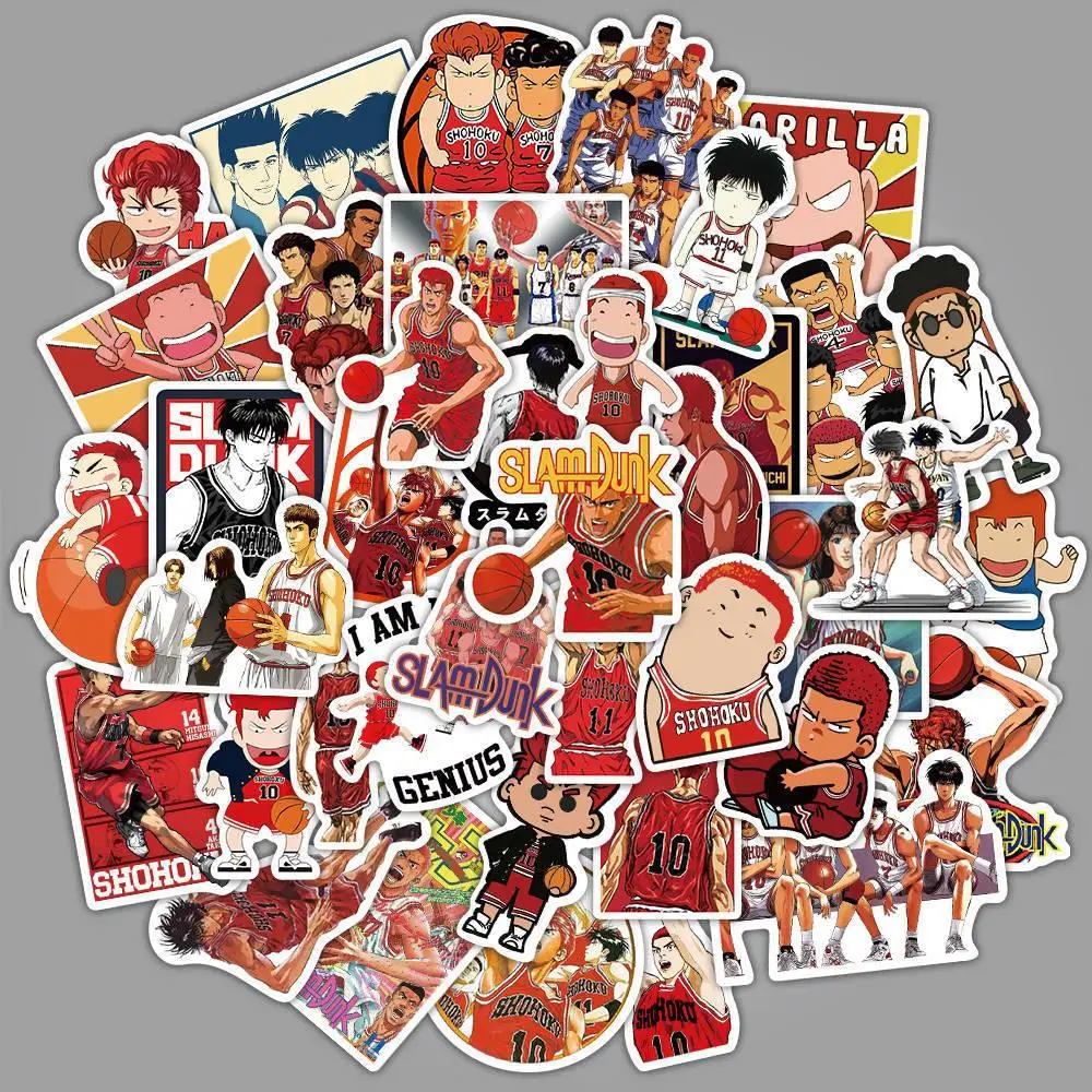 50/59 Uds Cool Slam Dunk pegatina de grafiti de dibujos animados equipaje portátil dibujos animados embalaje impermeable suministros de arte de la piel del ordenador portátil