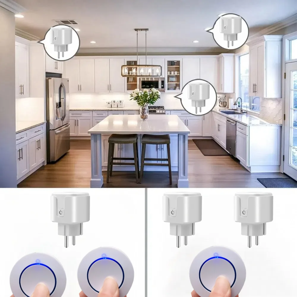 433 MHZ Rf Wireless Remote Control Smart Switch Electrical Sockets 220V 15A Single Plug and Transmitter for Home Appliance Led