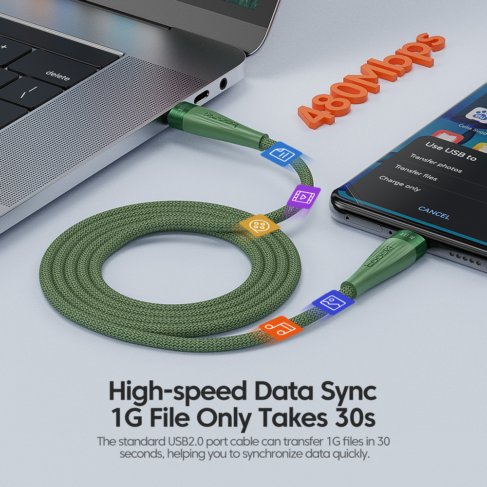 Toocki 240W 100W tipo C a tipo C Cable PD Cable de carga rápida Cable de datos para Poco Huawei Xiaomi Samsung USB C a USB C 3M