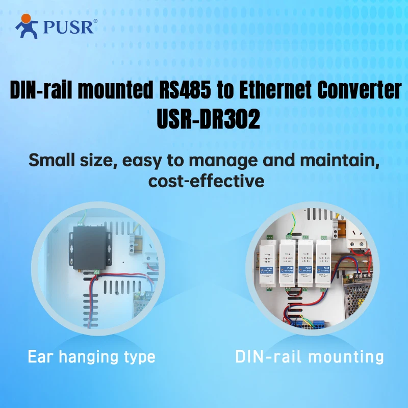PUSR Din Rail RS485 para Conversor Ethernet Servidor de Dispositivo Serial Modbus RTU para TCP Modbus Gateway USR-DR302