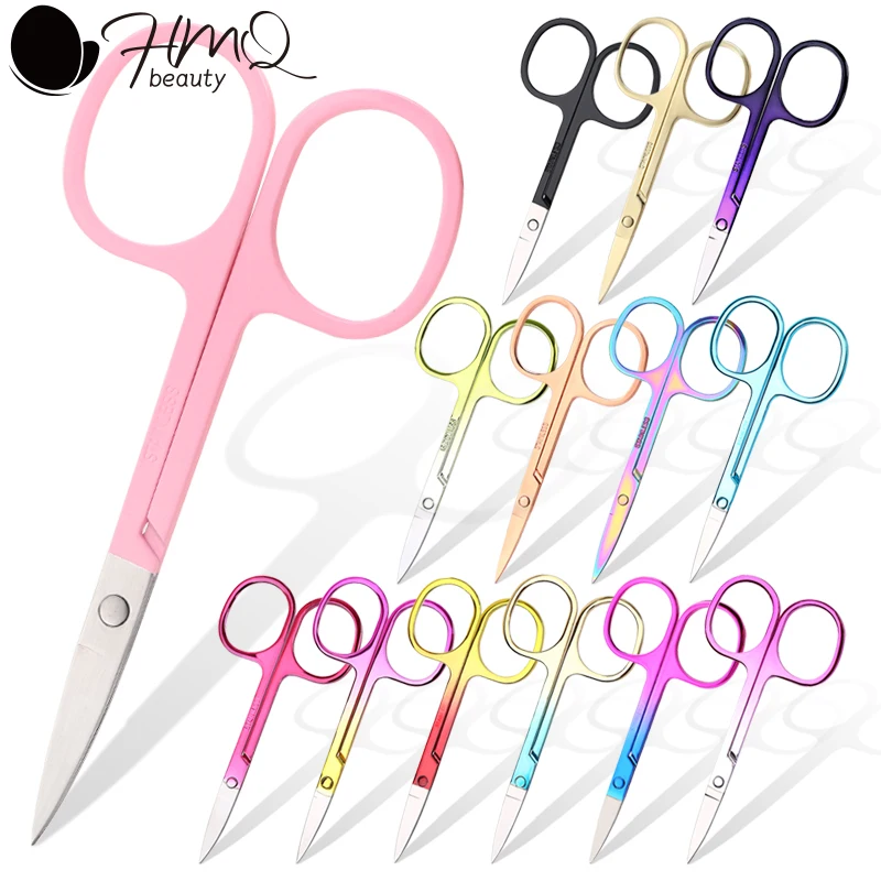 1 Uds tijera para cejas recortador de pestañas de acero inoxidable removedor de pelo de nariz Facial manicura cutícula de uñas tijeras de belleza herramientas de maquillaje