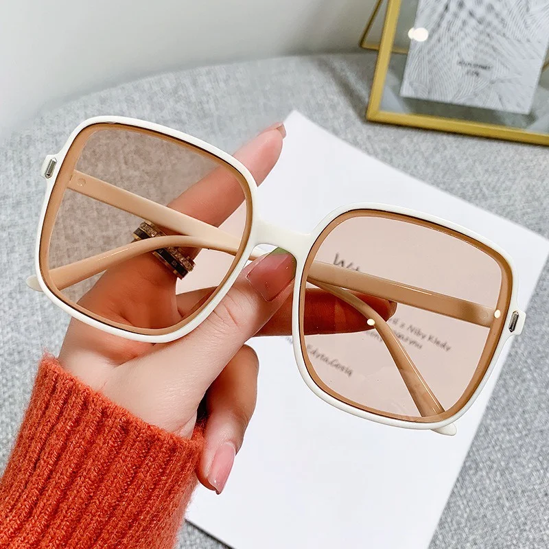 Übergroße quadratische Damenbrille – Retro-Modebrille mit rundem Farbverlauf, geeignet für die tägliche Fotografie
