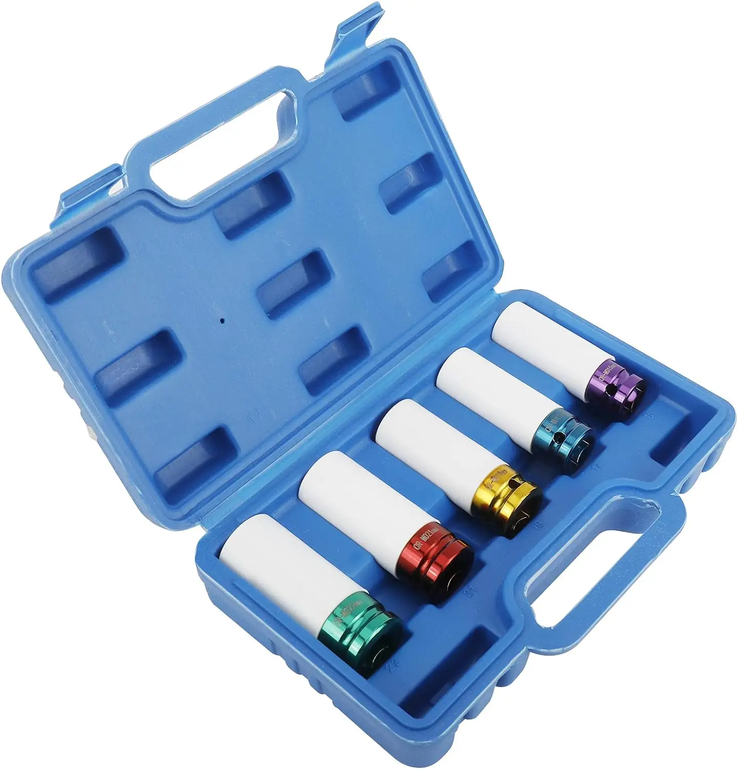 Antriebsradschutz, Schlagschrauber, Schlaghülsen-Set, langlebige Kunststoffhülsen, 15 mm, 17 mm, 19 mm, 21 mm und 22 mm