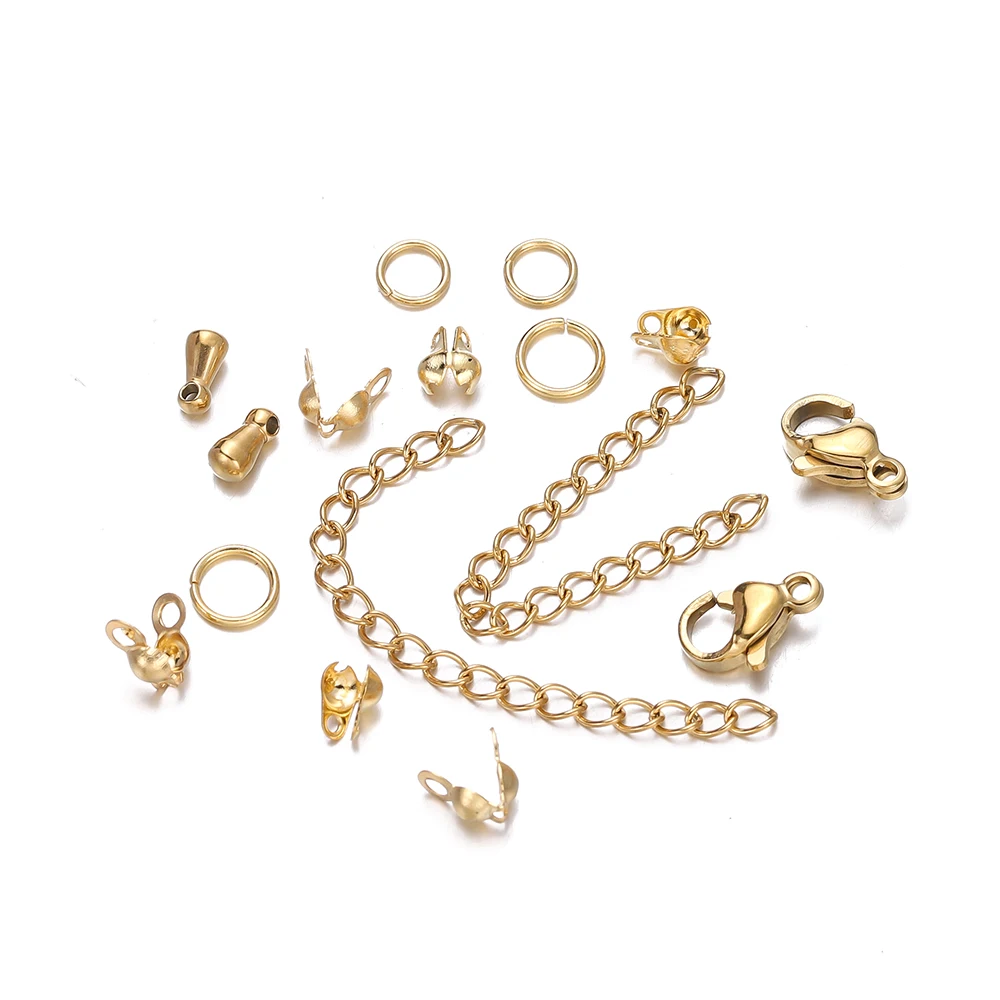 1 กล่องสแตนเลส Clasps กุ้งก้ามกรามเปิดแหวนกระโดด CRIMP ลูกปัดหมวกชุดสําหรับ DIY สร้อยข้อมือสร้อยคอเครื่องประดับทําชุด