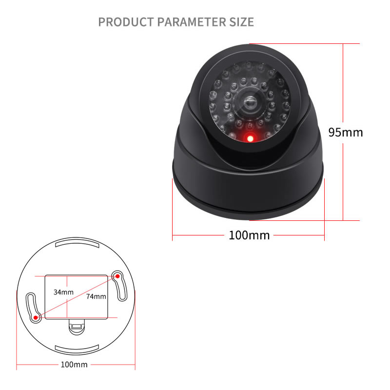 Nueva luz LED roja intermitente, cámara de concha simulada negra/blanca, sistema de seguridad de vigilancia para el hogar y la Oficina, cámara de seguridad CCTV falsa