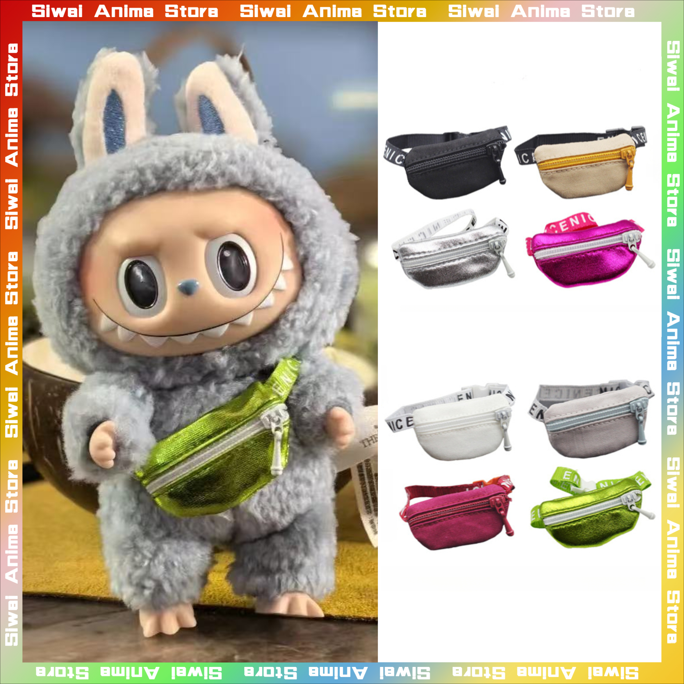 17 cm V1 V2 Labubu Crossbody Tas Leuke 1/6 1/8 1/12 BJD Poppen DIY Heuptassen Leuke 15 cm Idool Pluche Pop Accessoires Heuptas Gift