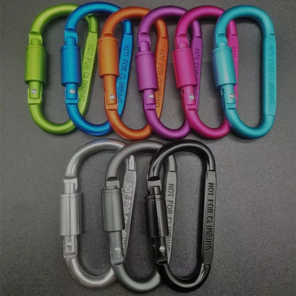 LLavero de hebilla de seguridad de aleación de aluminio Multicolor con bloqueo, botón de escalada, mosquetón en forma de D, gancho para deportes al aire libre, Camping y senderismo