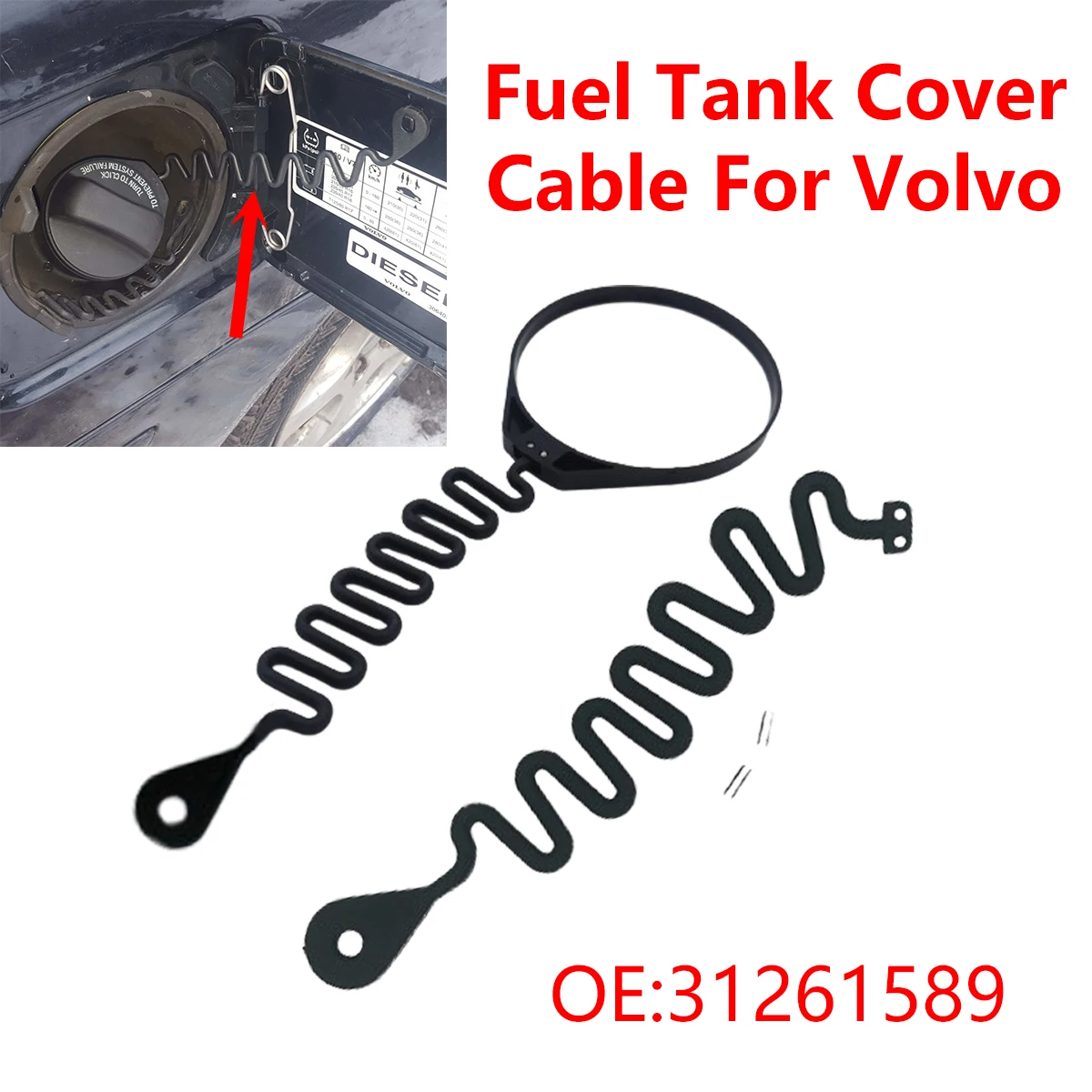 Línea de cubierta de tapa de tanque de combustible, Cable de gasolina, cuerda de aceite y Gas diésel 31261589 para Volvo S80, S60, S40, S60L, XC60, XC90, V40, C30, C70, V70