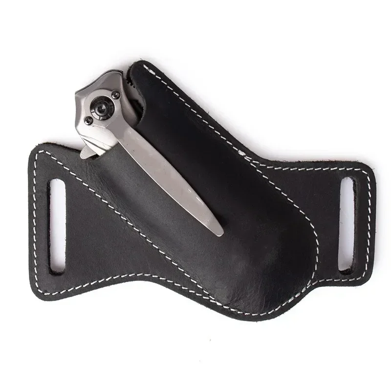 Funda de almacenamiento antiarañazos de cuero, cuchillo plegable, cinturón, soporte de Clip, paquete de cuchillos de bolsillo, herramientas para acampar, 1 Uds.