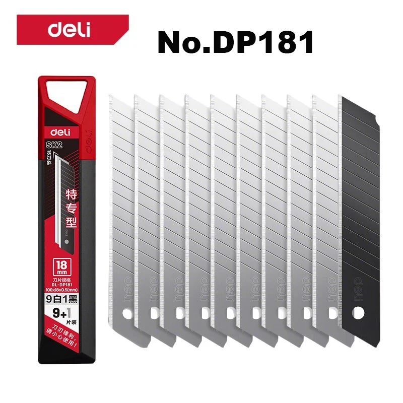 Deli 10/30/50/100pcs Knife Blade 18mm SK4 Metal Blades for Home School Supplies Art Craft Paper Box Cutting Utility Knife Tool