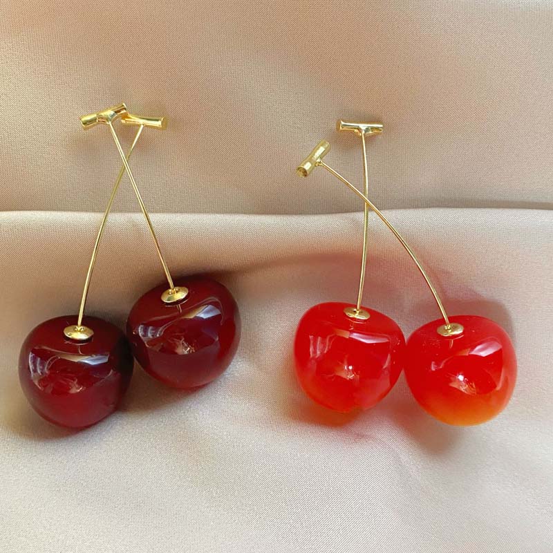 Small Fresh Sweet Lovely Cherry Cherries Cherries Earrings Pendant Fruit Earrings Red Cherry Earrings Charm Jewelry