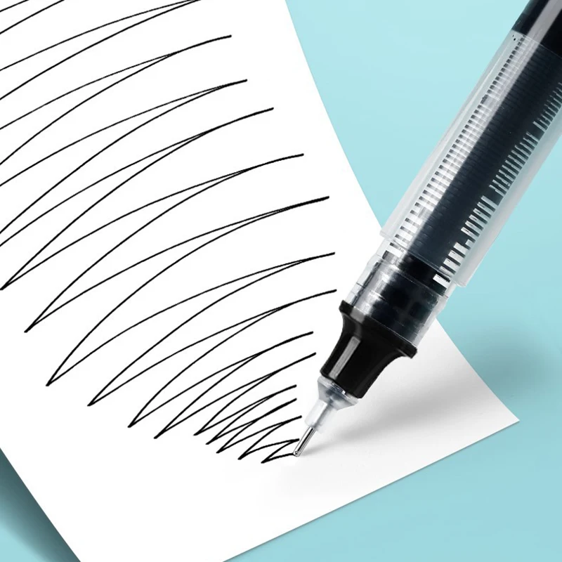3–5 Stück gerader flüssiger Gelstift, schnell trocknend, großes Fassungsvermögen, 0,5 mm, schwarz-blaue Tinte zum Schreiben von Schulbüro- und Schreibwaren