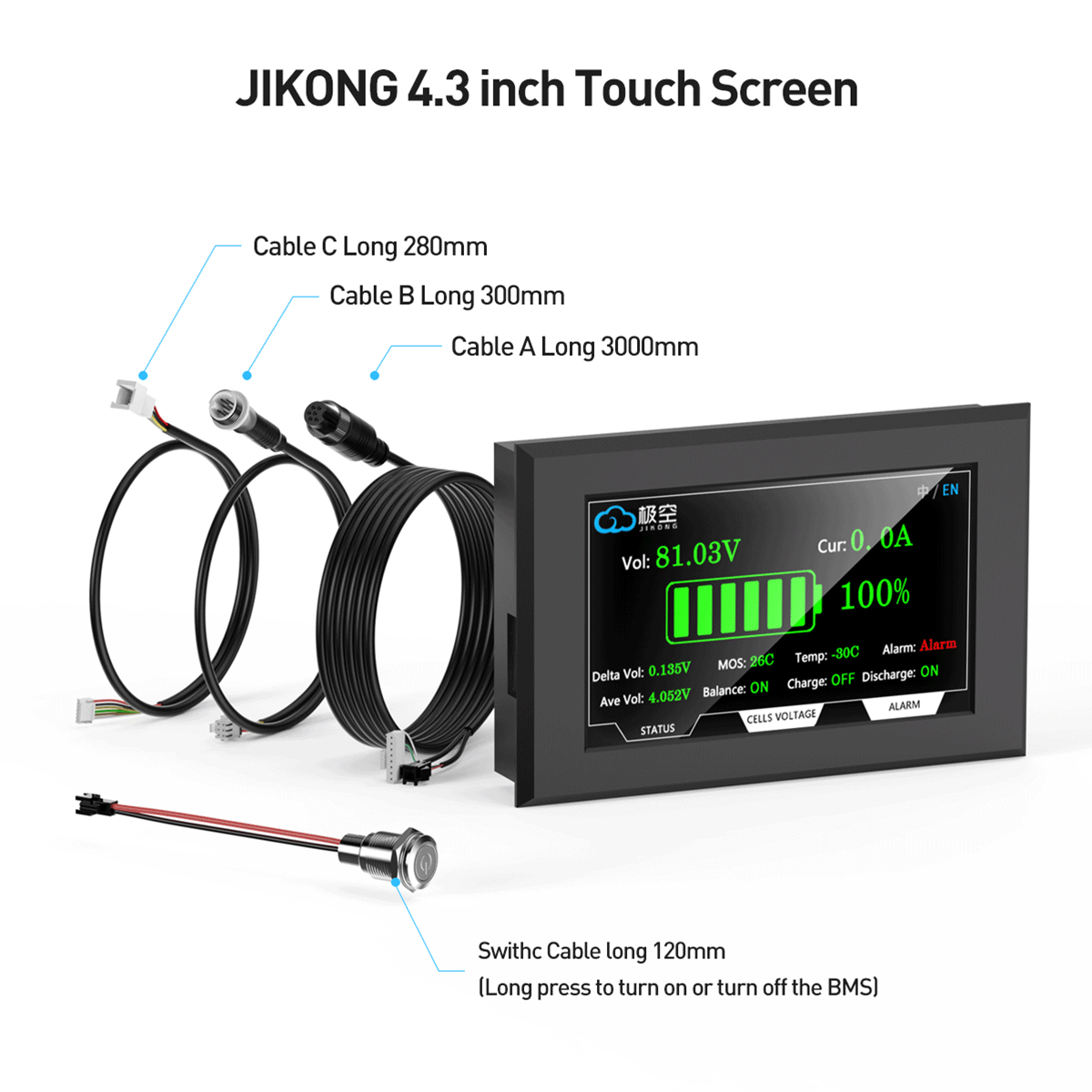 JIKONG BMS 4,3 Zoll Bildschirmdisplay