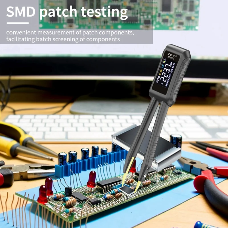 ZOYI ZT-MD1 ดิจิตอลสมาร์ท Tweezer LCR SMD ESR เครื่องทดสอบความต้านทาน Capacitance ตัวเหนี่ยวนําไดโอดทดสอบการแก้จุดบกพร่องซ่อมเครื่องมือ