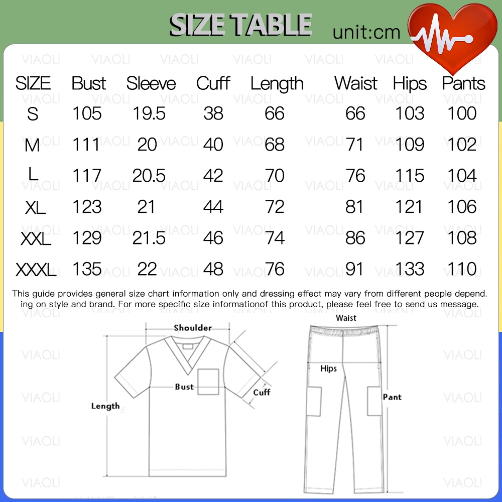 ユニセックス病院臨床作業服セット、看護ユニフォーム、低木シャツ、ストレートパンツ、看護アクセサリー、医療外科用ウェア、S-XXXL