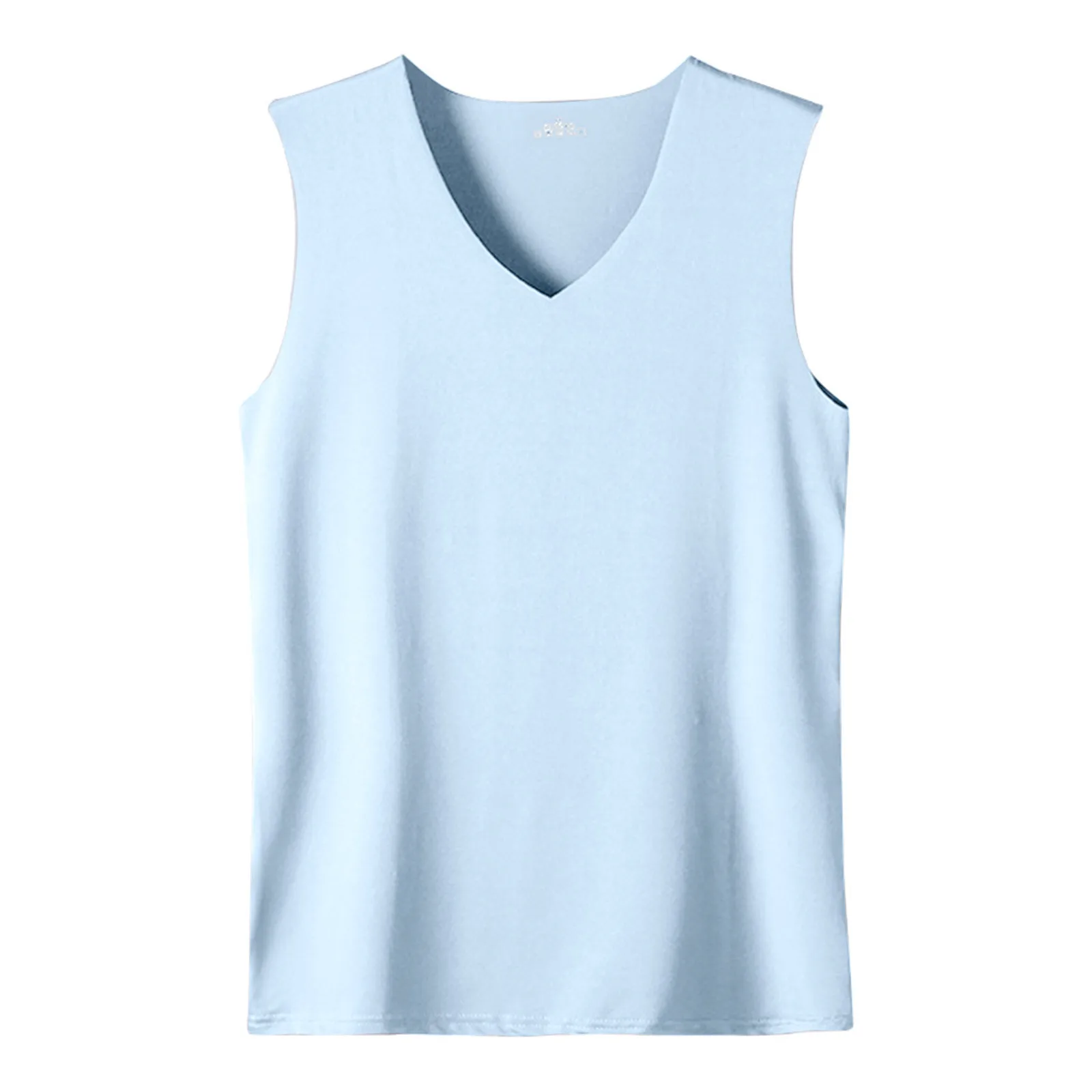 Colete sem mangas multicolor masculino, top fino e respirável com decote em v, seda gelada, sem traceless, verão