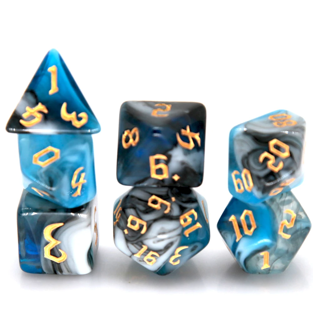 7 stks/set Acryl Polyhedrale Blend Kleur DND Spel Dobbelstenen Nummer Decoraties TRPG Games Bordspellen Entertainment Speelgoed