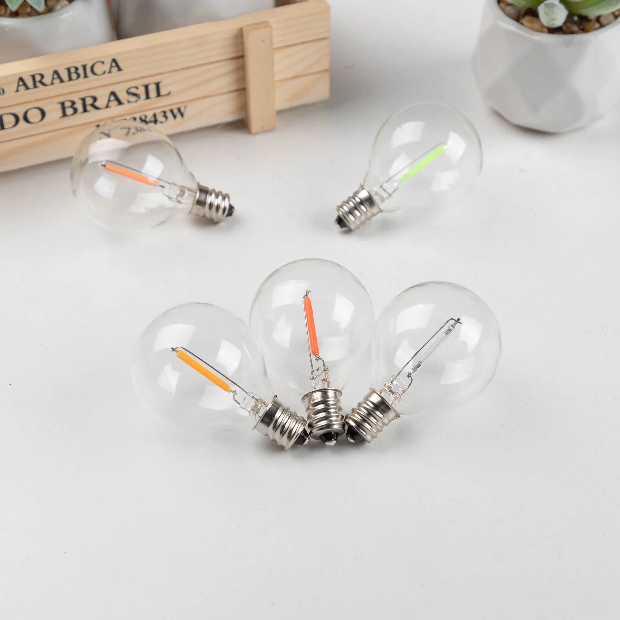 Light Bulb G40 Colored Led String Light Replacement Bulb E12 Base 1W Globe MultiColored Ball Lamp RGB Birthday Party Decoration